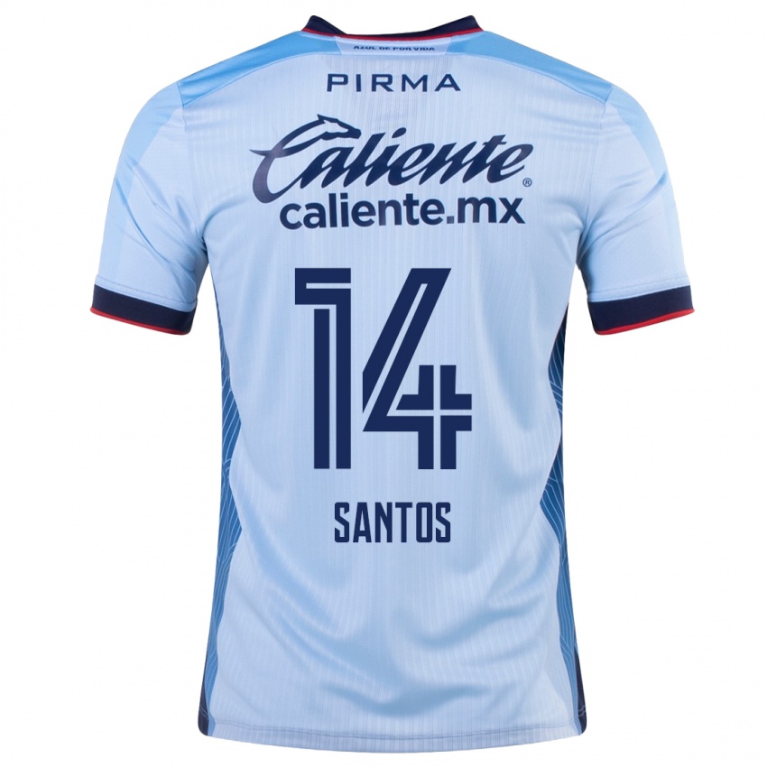 Hombre Camiseta Eleisa Santos #14 Cielo Azul 2ª Equipación 2023/24 La Camisa México