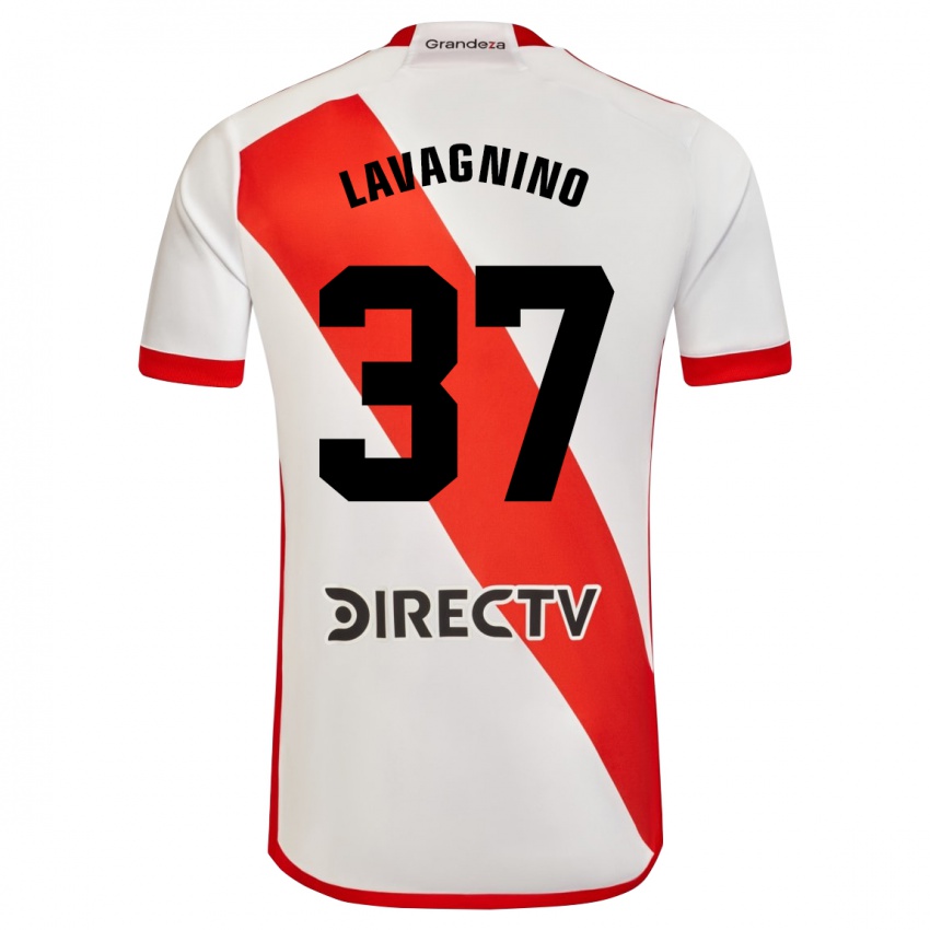 Niño Camiseta Lucas Lavagnino #37 Blanco Rojo 1ª Equipación 2023/24 La Camisa México