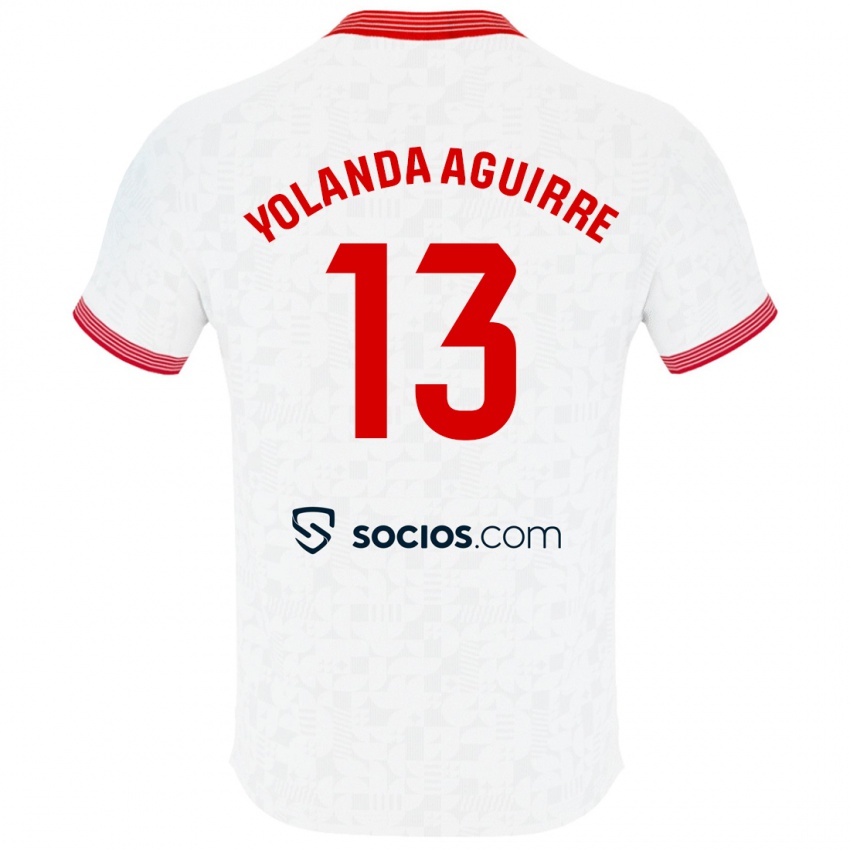 Niño Camiseta Yolanda Aguirre Gutiérrez #13 Blanco 1ª Equipación 2023/24 La Camisa México