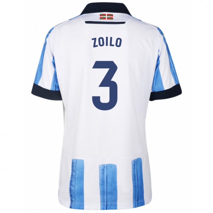 Niño Camiseta Ander Zoilo #3 Azul Blanco 1ª Equipación 2023/24 La Camisa México