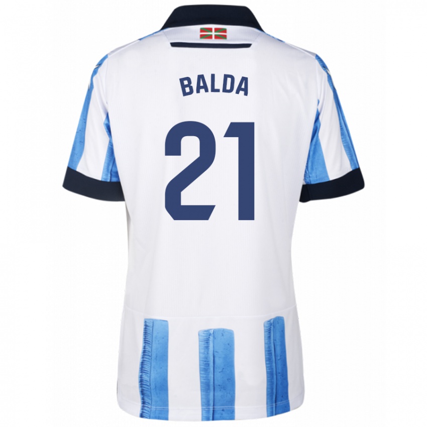 Niño Camiseta Jon Balda #21 Azul Blanco 1ª Equipación 2023/24 La Camisa México