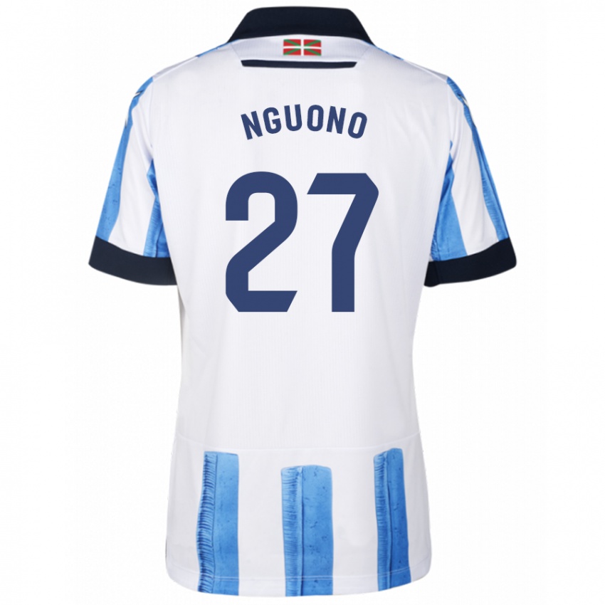 Niño Camiseta Job Nguono #27 Azul Blanco 1ª Equipación 2023/24 La Camisa México
