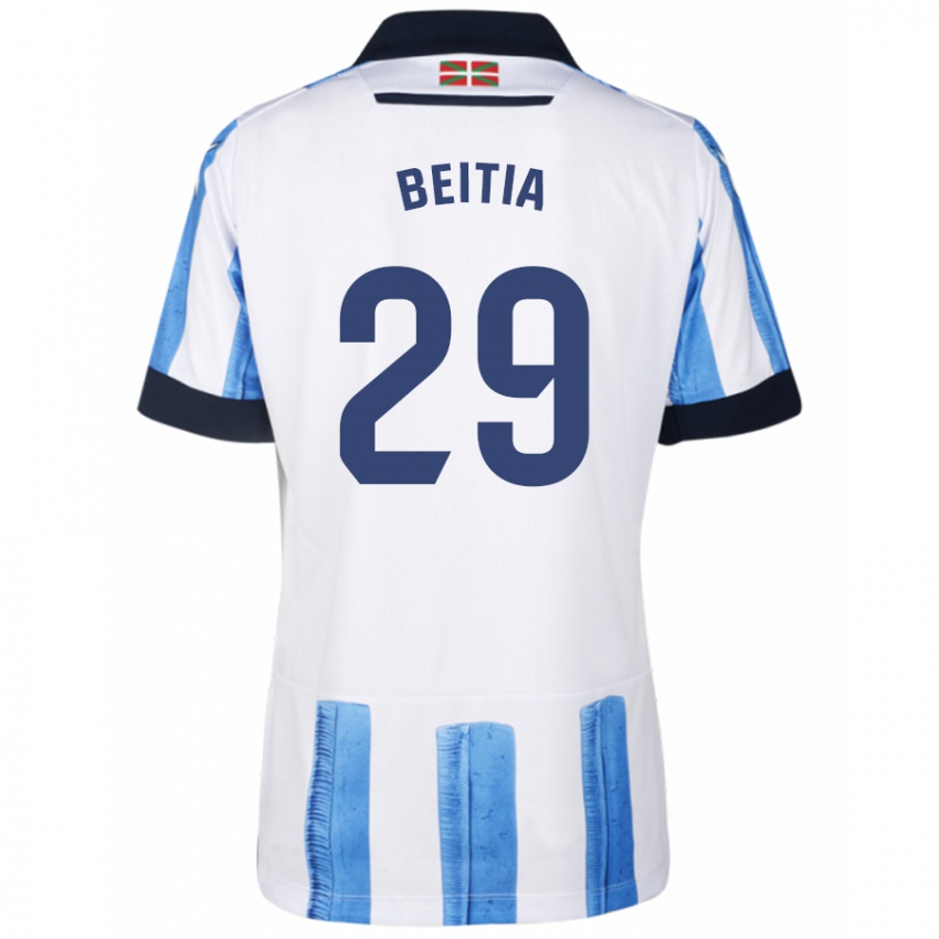 Niño Camiseta Luken Beitia #29 Azul Blanco 1ª Equipación 2023/24 La Camisa México