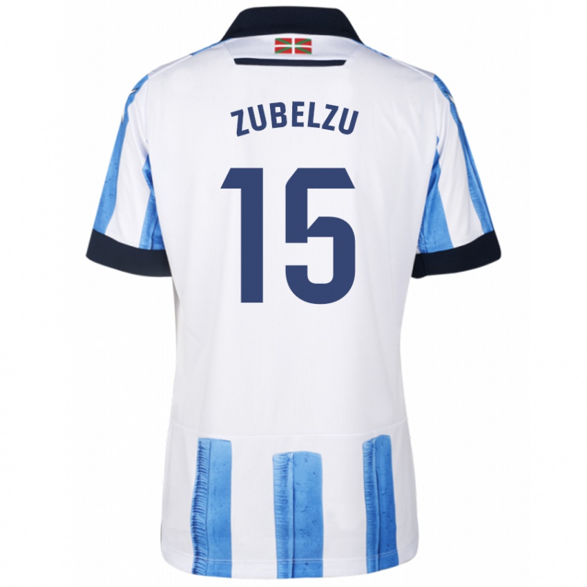 Niño Camiseta Julen Zubelzu #15 Azul Blanco 1ª Equipación 2023/24 La Camisa México