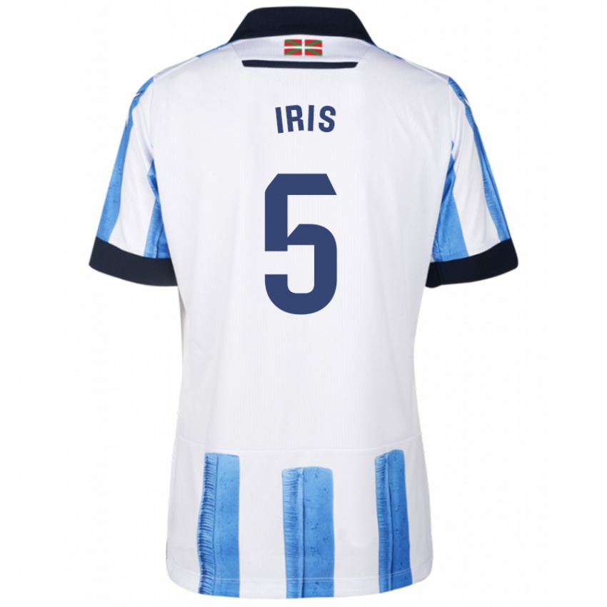Niño Camiseta Iris Arnaiz Gil #5 Azul Blanco 1ª Equipación 2023/24 La Camisa México