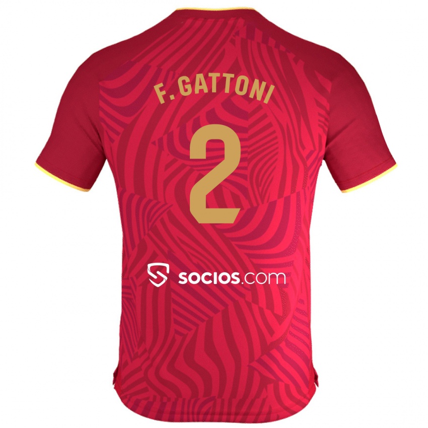 Niño Camiseta Federico Gattoni #2 Rojo 2ª Equipación 2023/24 La Camisa México
