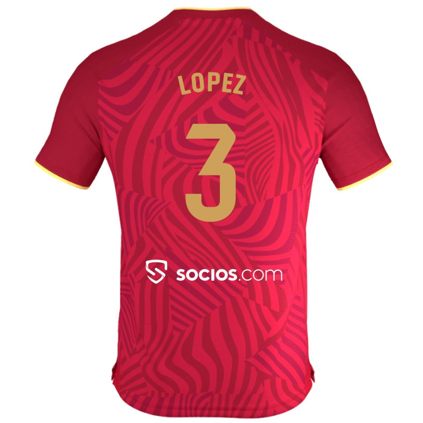Niño Camiseta David López #3 Rojo 2ª Equipación 2023/24 La Camisa México