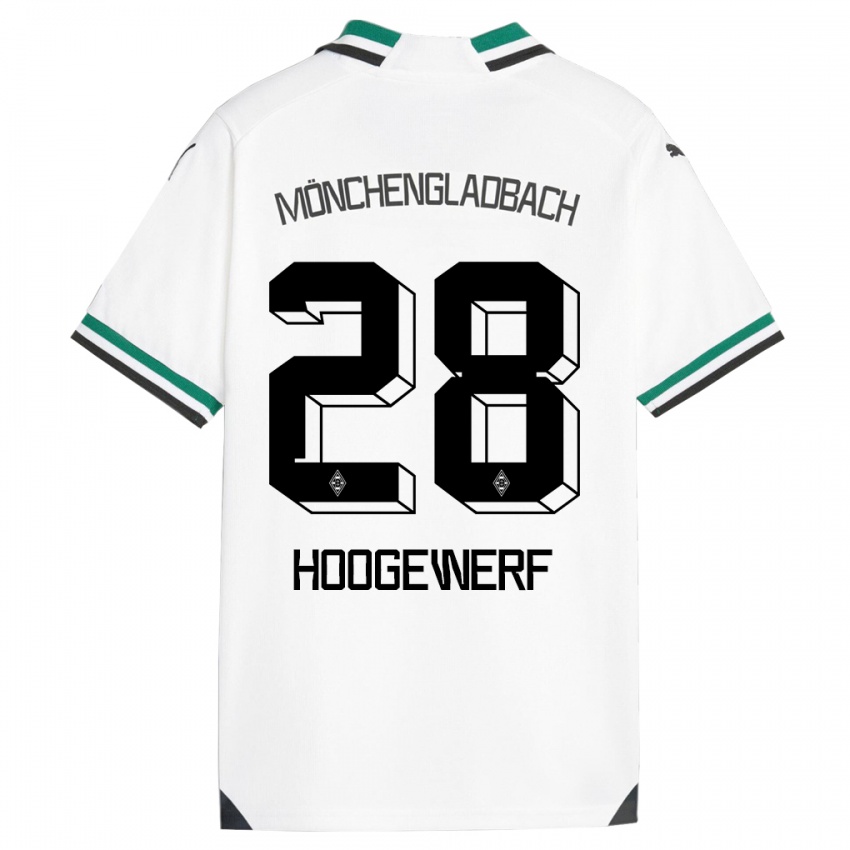 Hombre Camiseta Dillon Hoogewerf #28 Blanco Verde 1ª Equipación 2023/24 La Camisa México