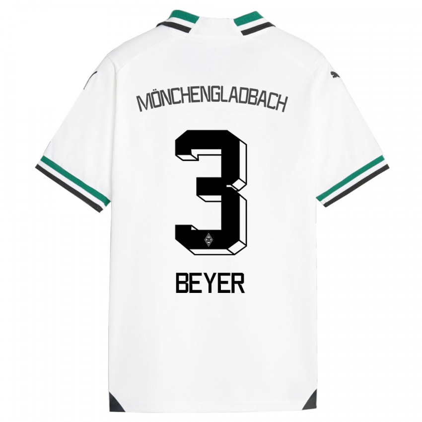 Hombre Camiseta Pia Beyer #3 Blanco Verde 1ª Equipación 2023/24 La Camisa México