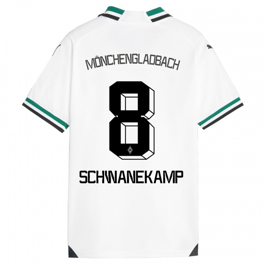 Hombre Camiseta Jana Schwanekamp #8 Blanco Verde 1ª Equipación 2023/24 La Camisa México