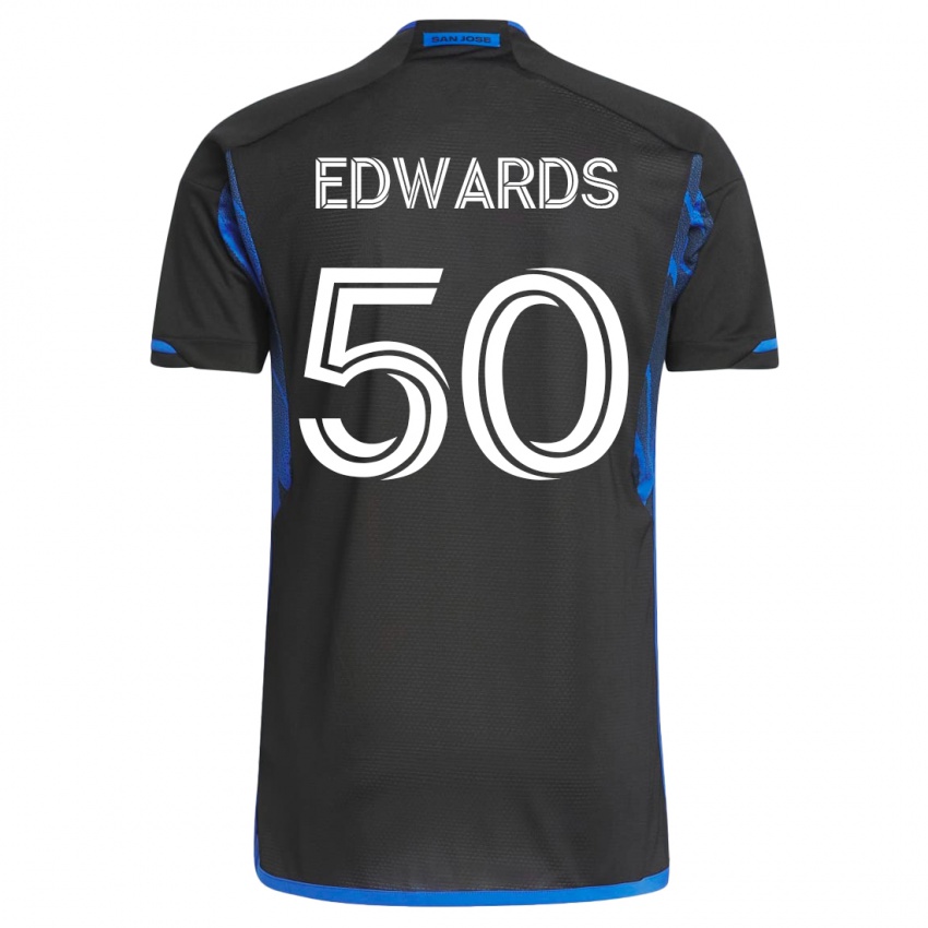 Hombre Camiseta Aaron Edwards #50 Azul Negro 1ª Equipación 2023/24 La Camisa México