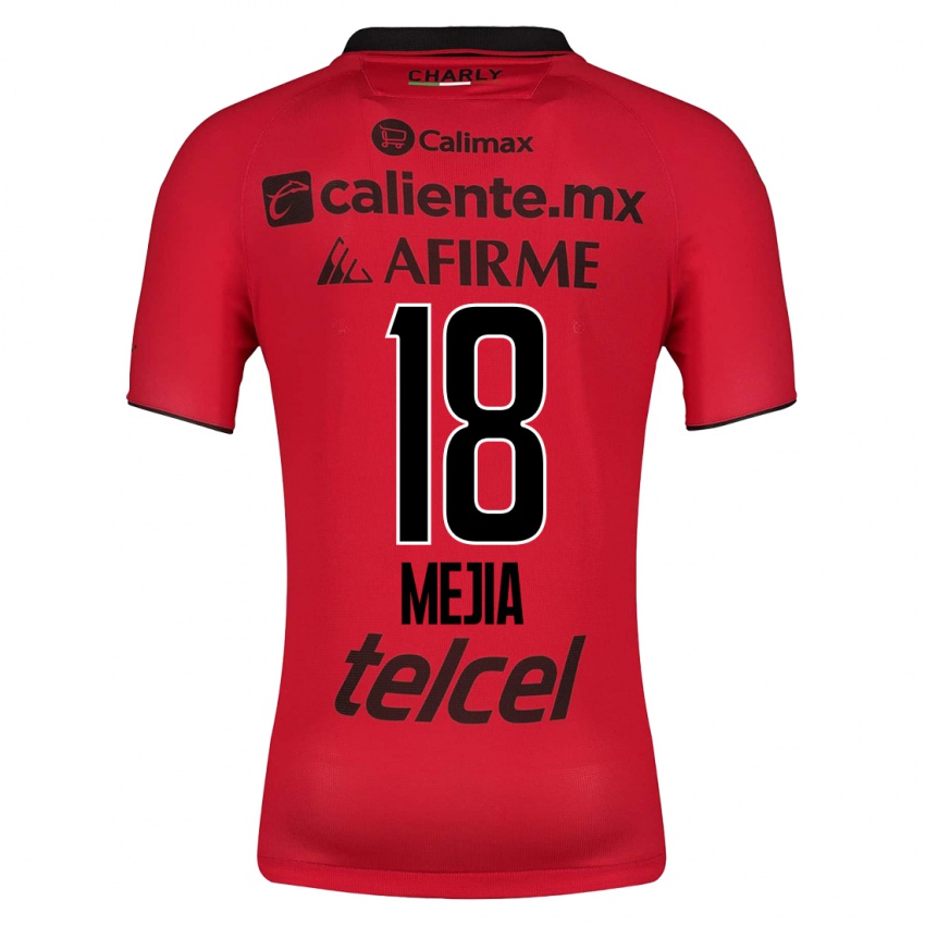 Hombre Camiseta Aarón Mejía #18 Rojo 1ª Equipación 2023/24 La Camisa México