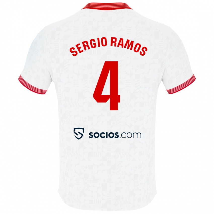 Hombre Camiseta Sergio Ramos #4 Blanco 1ª Equipación 2023/24 La Camisa México