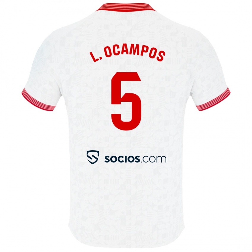 Hombre Camiseta Lucas Ocampos #5 Blanco 1ª Equipación 2023/24 La Camisa México