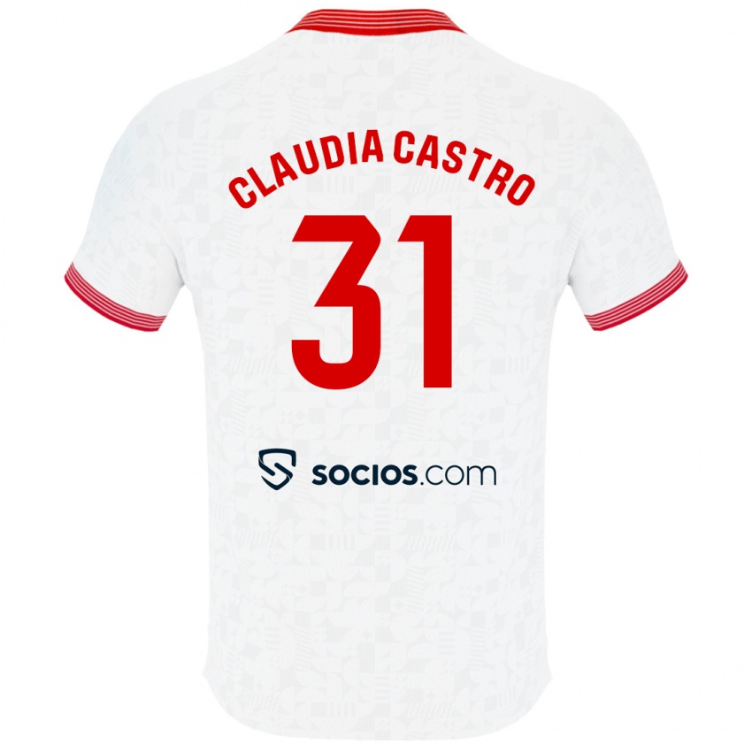 Hombre Camiseta Claudia Castro Romero #31 Blanco 1ª Equipación 2023/24 La Camisa México
