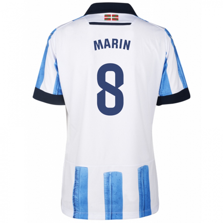 Hombre Camiseta Pablo Marín #8 Azul Blanco 1ª Equipación 2023/24 La Camisa México