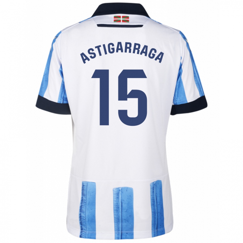 Hombre Camiseta Eneko Astigarraga #15 Azul Blanco 1ª Equipación 2023/24 La Camisa México
