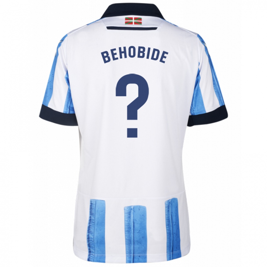 Hombre Camiseta Eneko Behobide #0 Azul Blanco 1ª Equipación 2023/24 La Camisa México