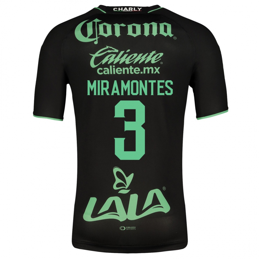 Hombre Camiseta Natalia Miramontes #3 Negro 2ª Equipación 2023/24 La Camisa México