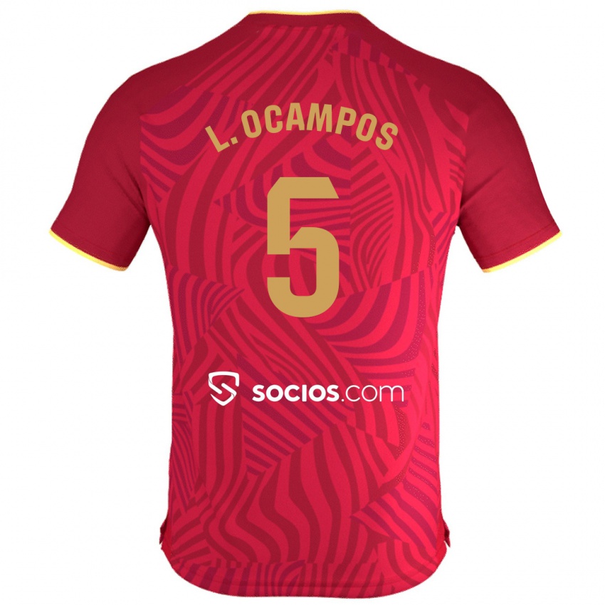 Hombre Camiseta Lucas Ocampos #5 Rojo 2ª Equipación 2023/24 La Camisa México