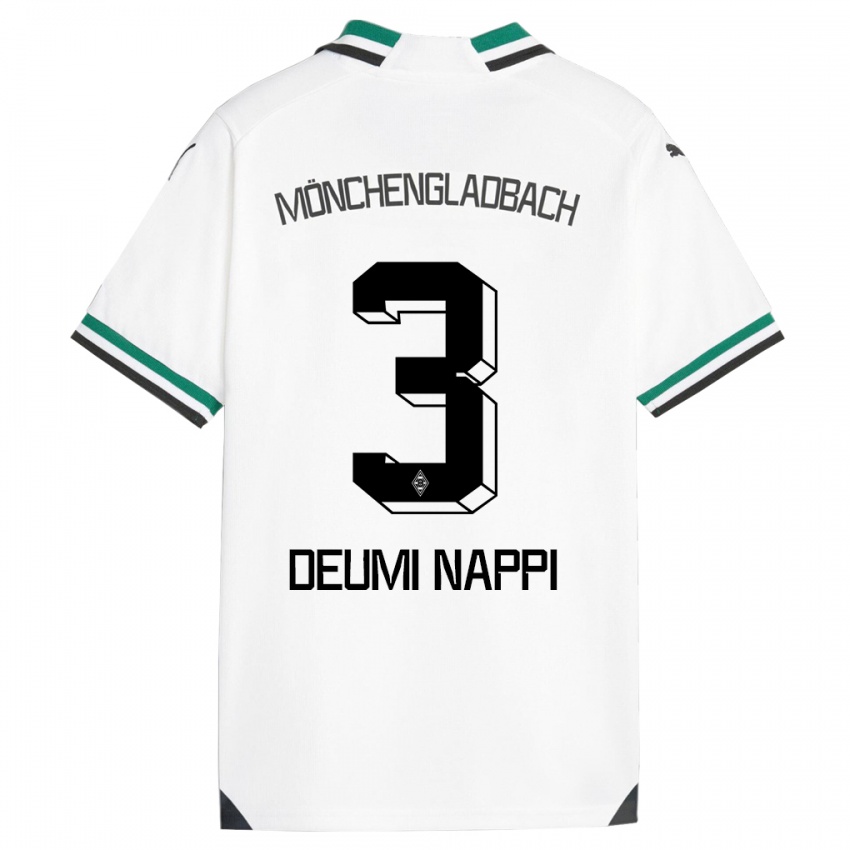Mujer Camiseta Dimitrie Deumi Nappi #3 Blanco Verde 1ª Equipación 2023/24 La Camisa México