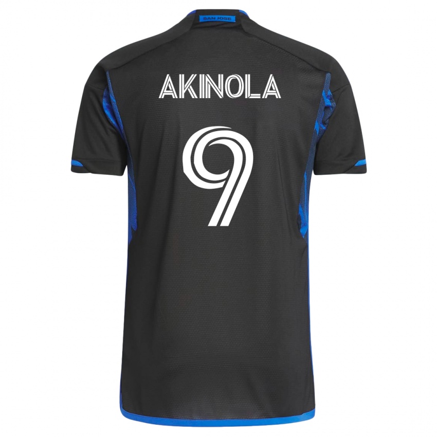 Mujer Camiseta Ayo Akinola #9 Azul Negro 1ª Equipación 2023/24 La Camisa México