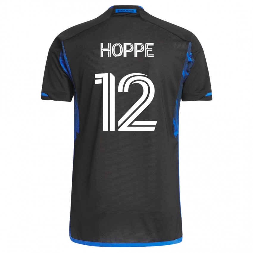 Mujer Camiseta Matthew Hoppe #12 Azul Negro 1ª Equipación 2023/24 La Camisa México