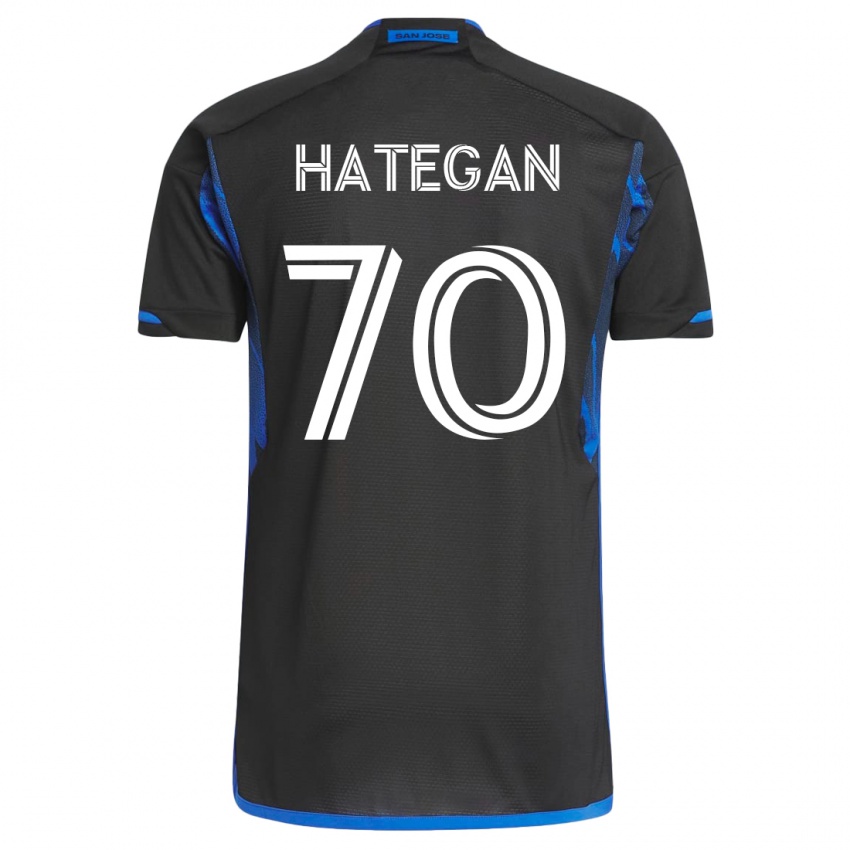 Mujer Camiseta Roberto Hategan #70 Azul Negro 1ª Equipación 2023/24 La Camisa México