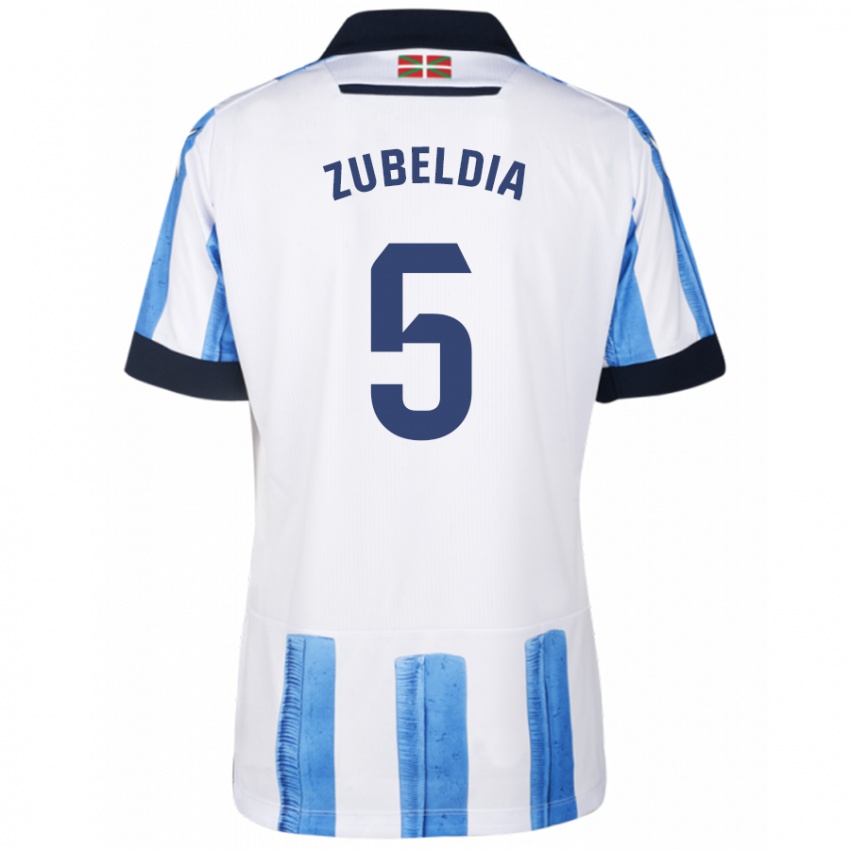 Mujer Camiseta Igor Zubeldia #5 Azul Blanco 1ª Equipación 2023/24 La Camisa México