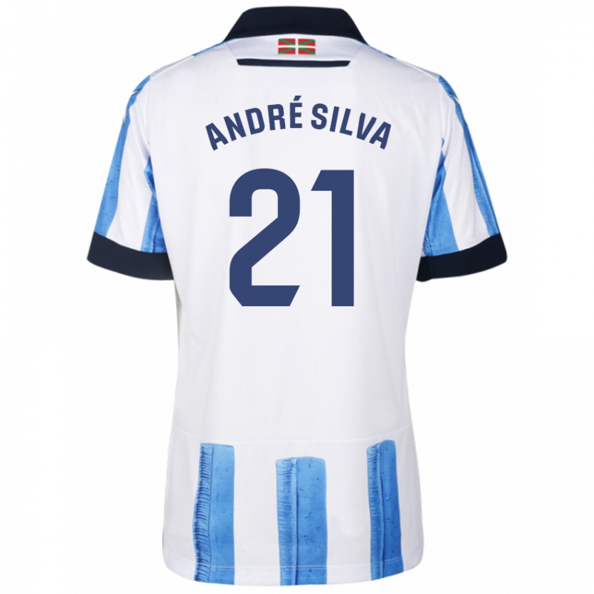 Mujer Camiseta Andre Silva #21 Azul Blanco 1ª Equipación 2023/24 La Camisa México