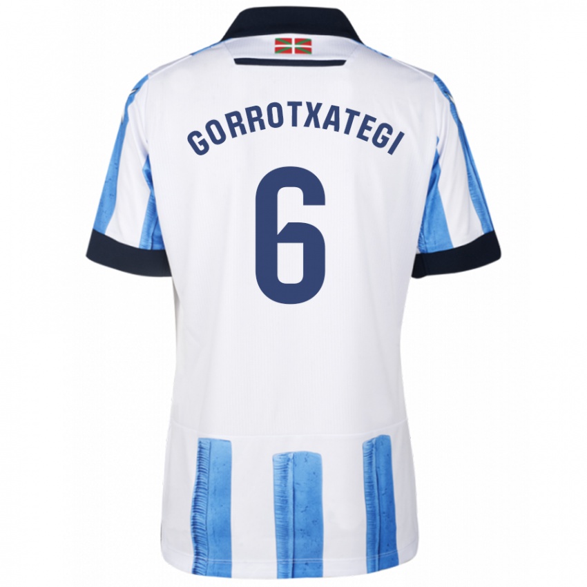 Mujer Camiseta Jon Gorrotxategi #6 Azul Blanco 1ª Equipación 2023/24 La Camisa México