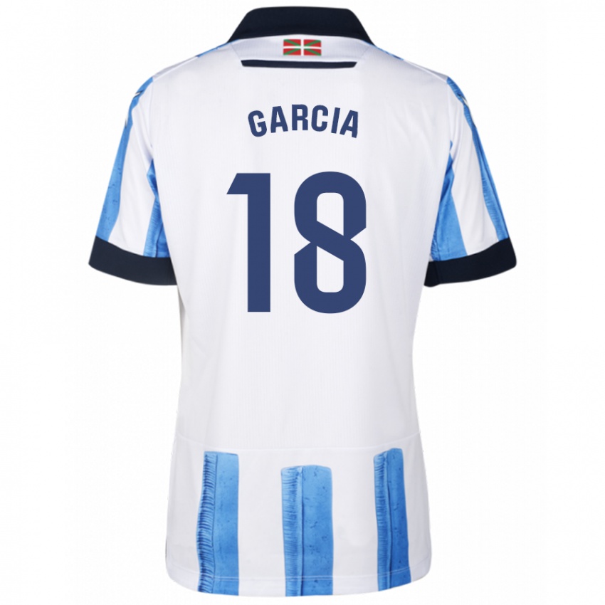 Mujer Camiseta Eder García #18 Azul Blanco 1ª Equipación 2023/24 La Camisa México