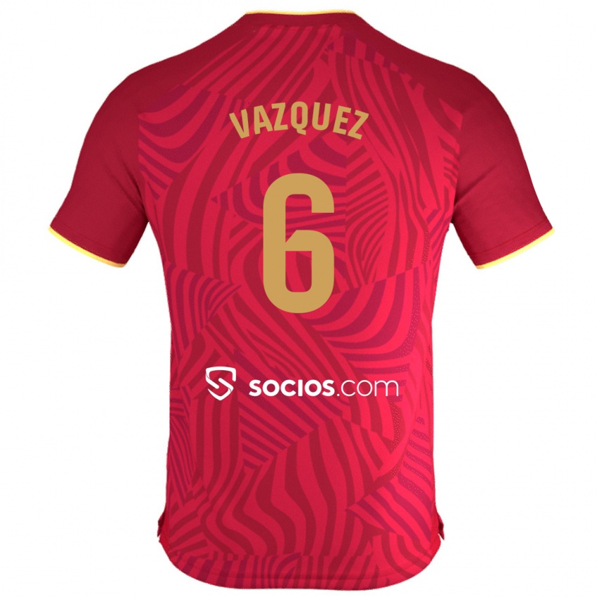 Mujer Camiseta Manolo Vazquez #6 Rojo 2ª Equipación 2023/24 La Camisa México