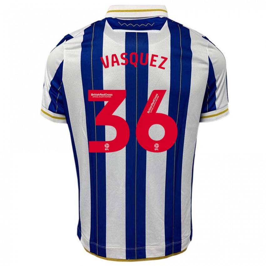 Niño Camiseta Devis Vásquez #36 Azul Blanco 1ª Equipación 2023/24 La Camisa México
