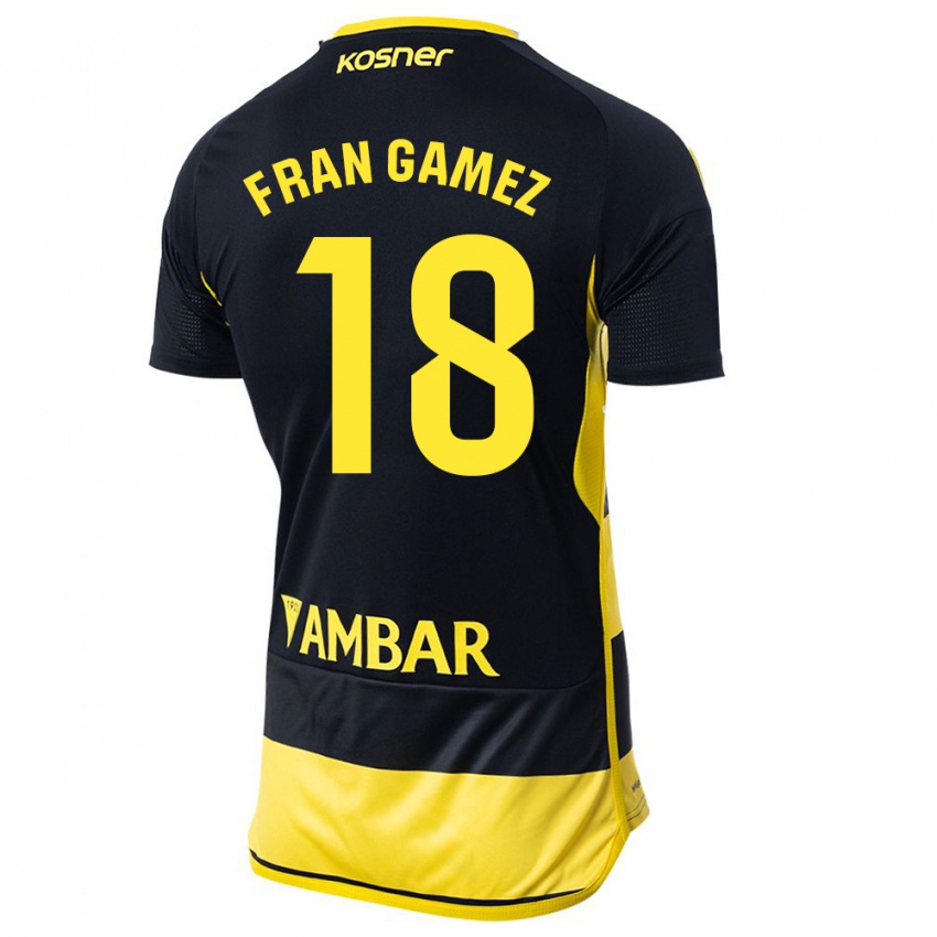 Niño Camiseta Fran Gámez #18 Negro Amarillo 2ª Equipación 2023/24 La Camisa México