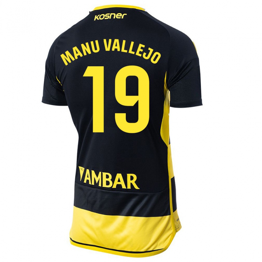 Niño Camiseta Manu Vallejo #19 Negro Amarillo 2ª Equipación 2023/24 La Camisa México
