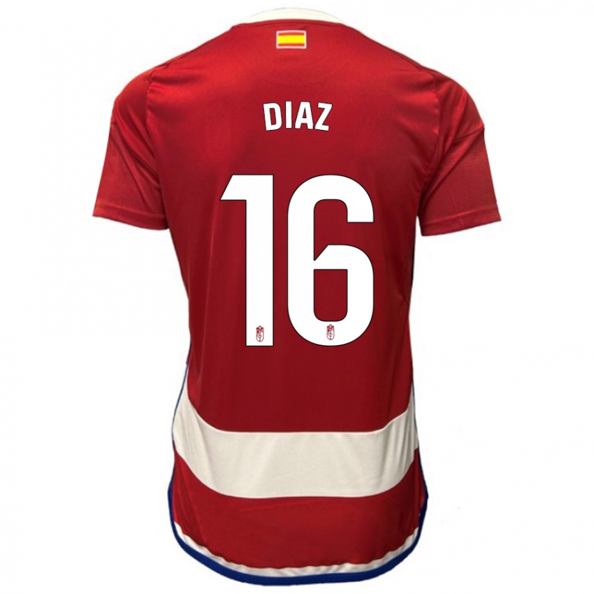 Hombre Camiseta Víctor Díaz #16 Rojo 1ª Equipación 2023/24 La Camisa México