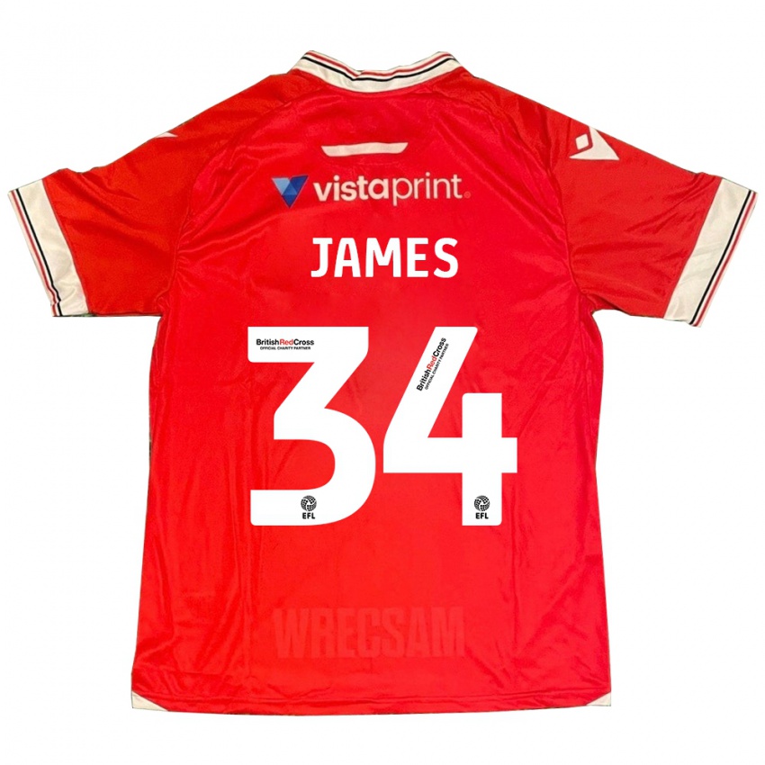 Hombre Camiseta Aaron James #34 Rojo 1ª Equipación 2023/24 La Camisa México