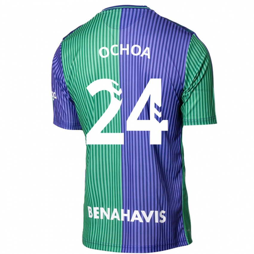 Hombre Camiseta Aarón Ochoa #24 Verde Azul 2ª Equipación 2023/24 La Camisa México