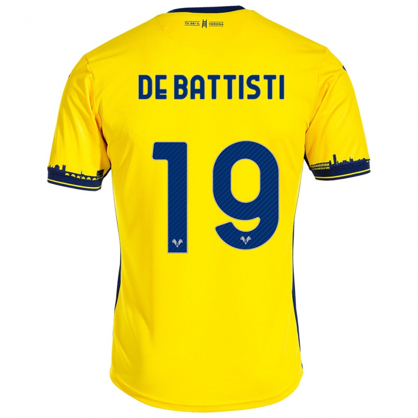 Hombre Camiseta Davide De Battisti #19 Amarillo 2ª Equipación 2023/24 La Camisa México