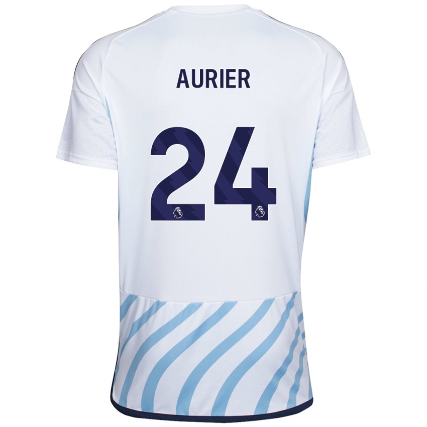Hombre Camiseta Serge Aurier #24 Blanco Azul 2ª Equipación 2023/24 La Camisa México