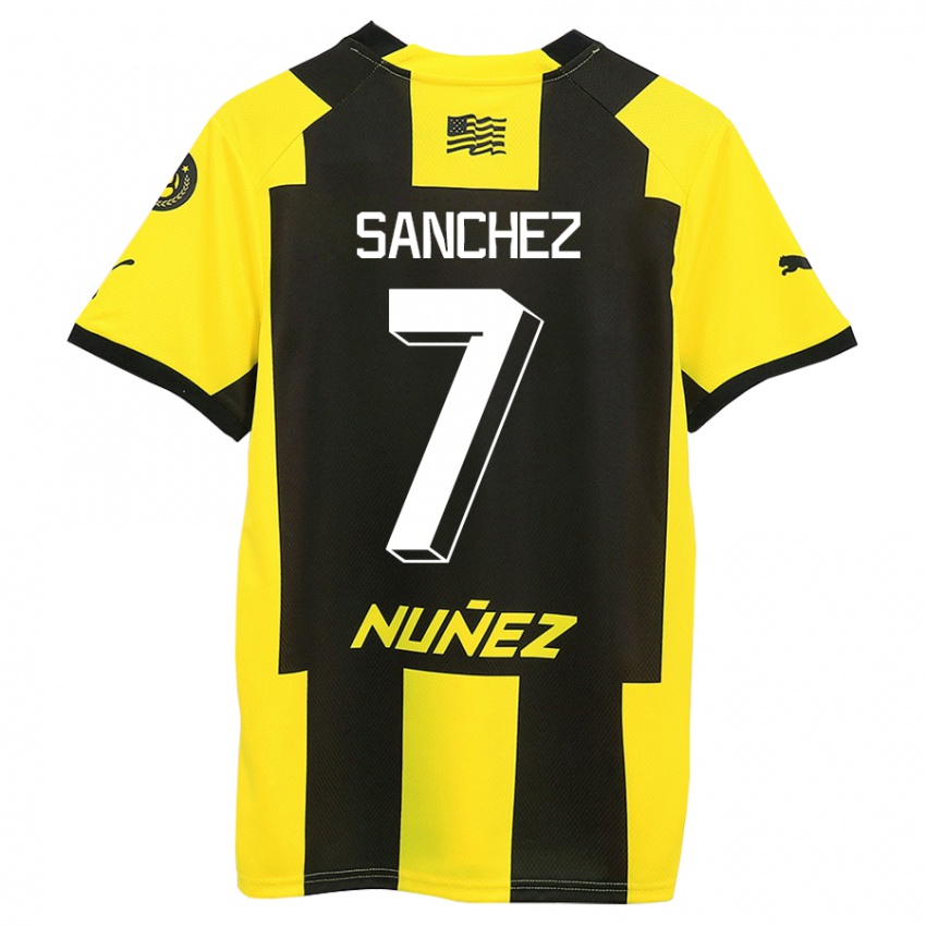 Mujer Camiseta Carlos Sánchez #7 Amarillo Negro 1ª Equipación 2023/24 La Camisa México