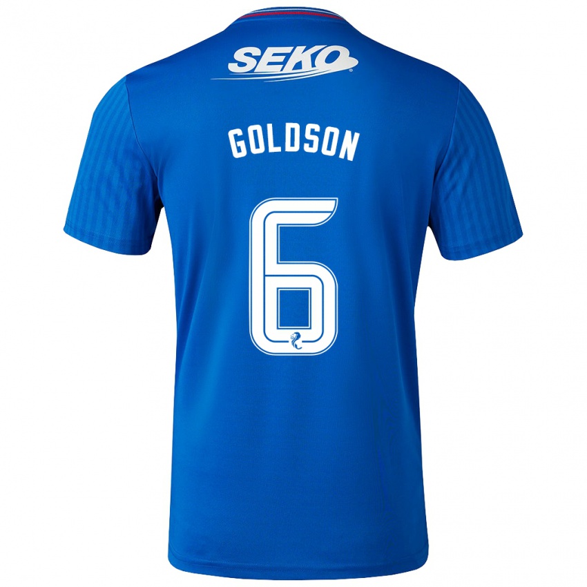 Mujer Camiseta Connor Goldson #6 Azul 1ª Equipación 2023/24 La Camisa México