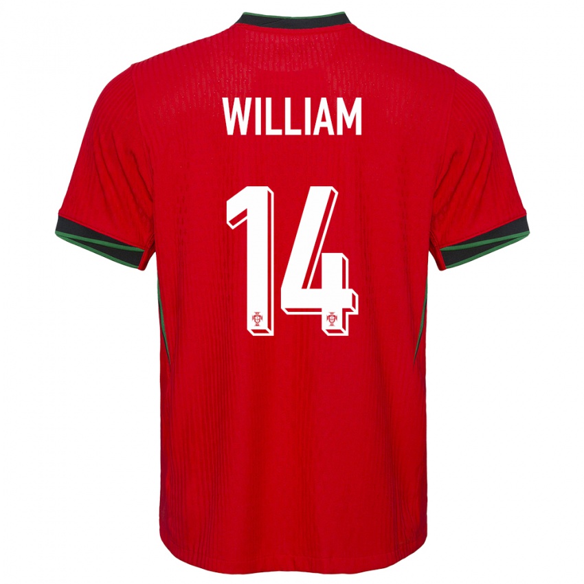 Niño Camiseta Portugal William Carvalho #14 Rojo 1ª Equipación 24-26 La Camisa México