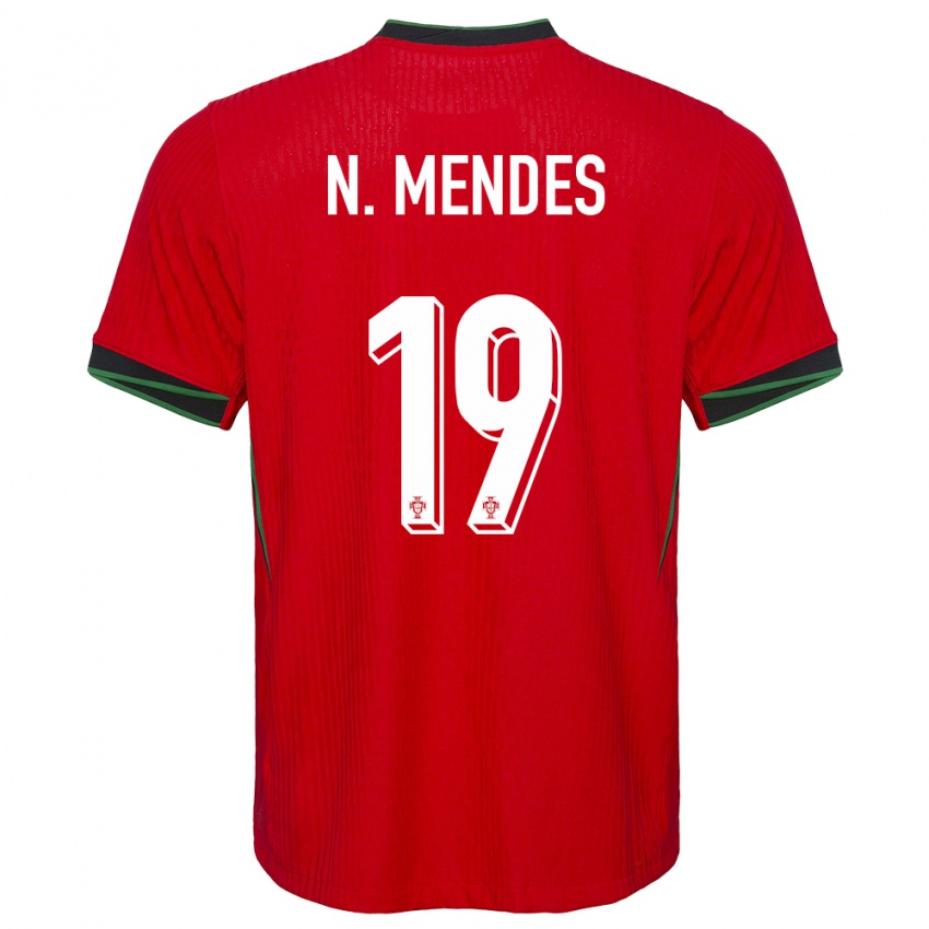 Niño Camiseta Portugal Nuno Mendes #19 Rojo 1ª Equipación 24-26 La Camisa México