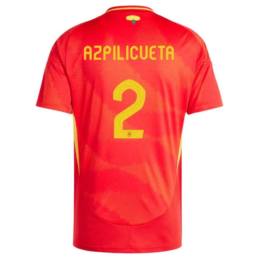 Niño Camiseta España Cesar Azpilicueta #2 Rojo 1ª Equipación 24-26 La Camisa México