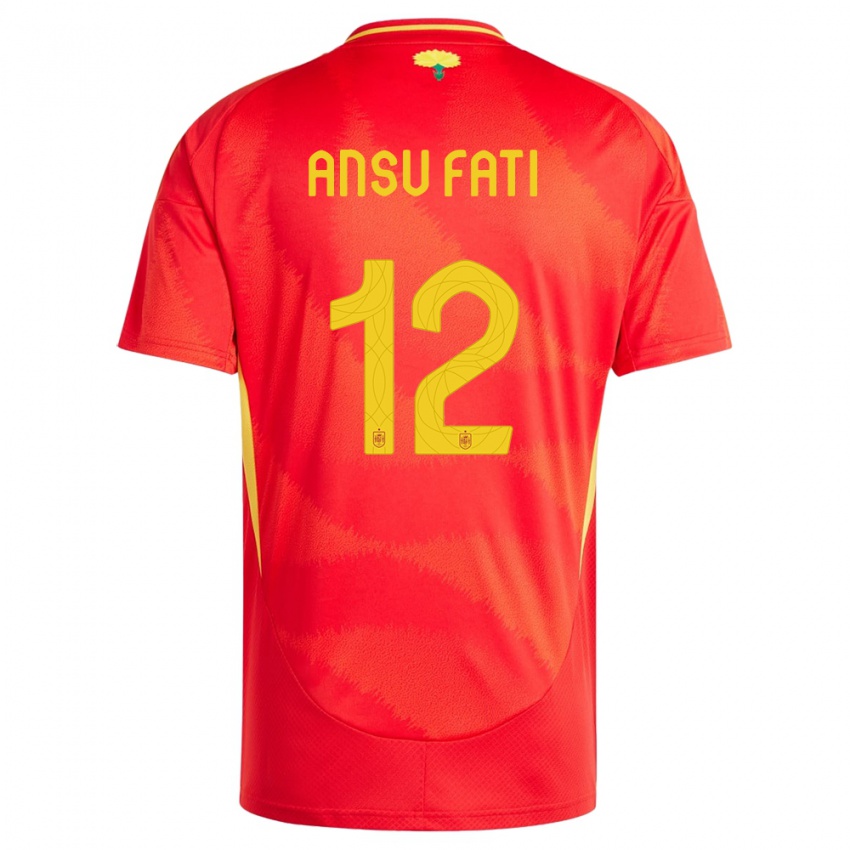 Niño Camiseta España Ansu Fati #12 Rojo 1ª Equipación 24-26 La Camisa México