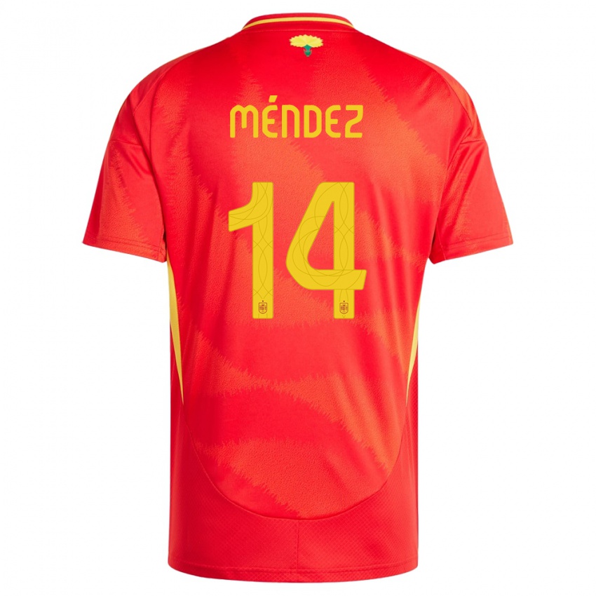 Niño Camiseta España Maria Mendez #14 Rojo 1ª Equipación 24-26 La Camisa México