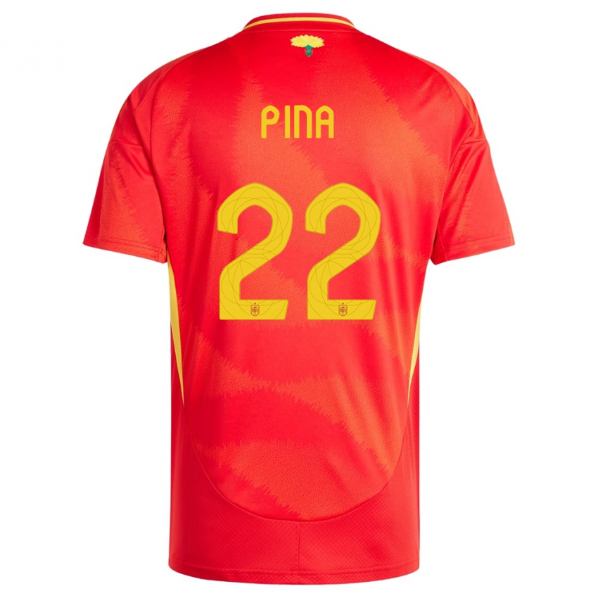 Niño Camiseta España Claudia Pina #22 Rojo 1ª Equipación 24-26 La Camisa México