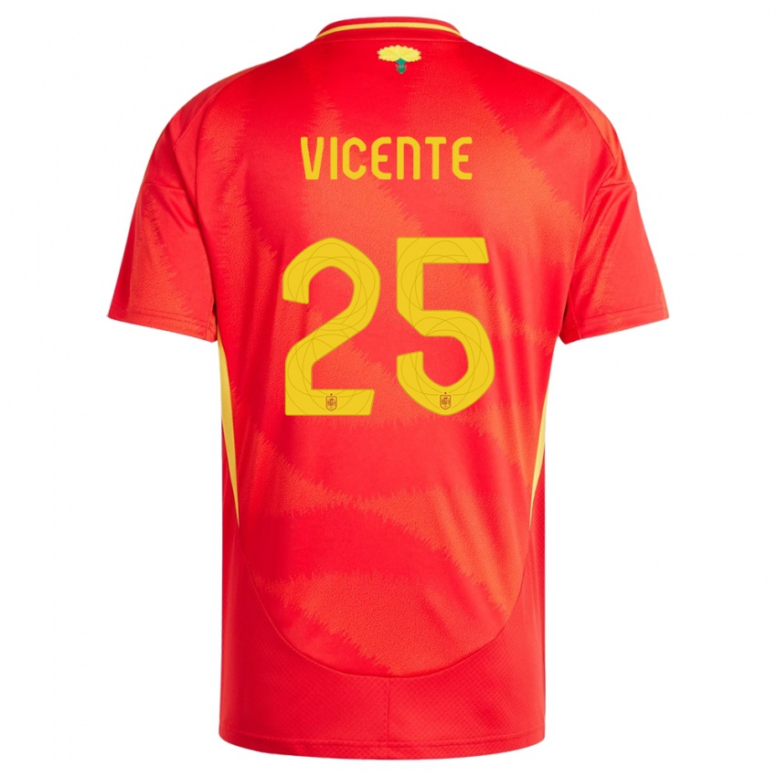 Niño Camiseta España Ainhoa Vicente #25 Rojo 1ª Equipación 24-26 La Camisa México